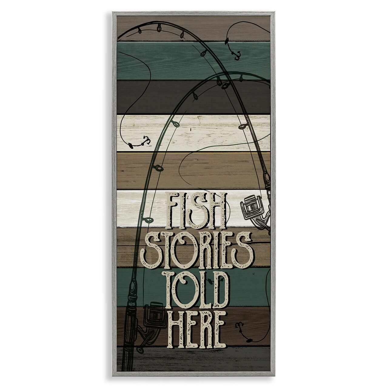 Stupell Industries Rustic Fishing Stories Phrase Framed Giclee Art